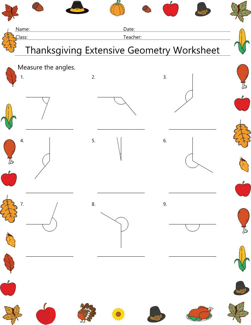 Thanksgiving Geometry Worksheet: Angles, Area, Volume (No Prep) - Etsy inside Geometry Thanksgiving Worksheet