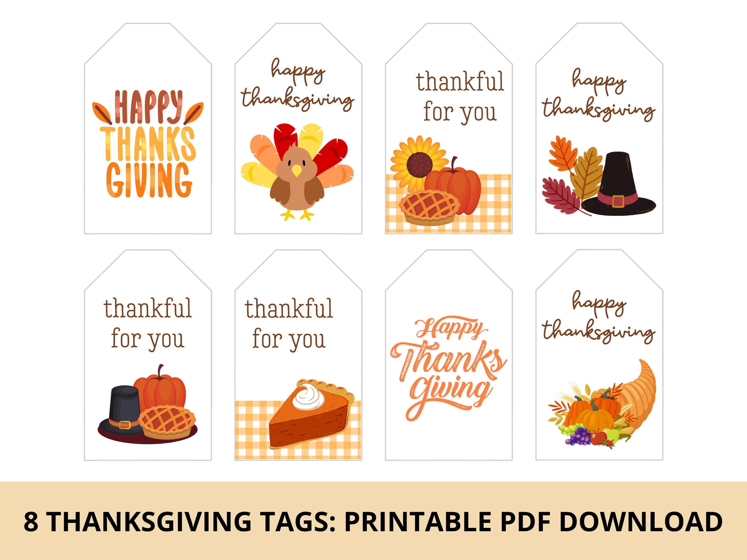 Thanksgiving Gift Tags & Treat Tags | Printable Pdf Download - Etsy with regard to Thanksgiving Printable Gift Tags