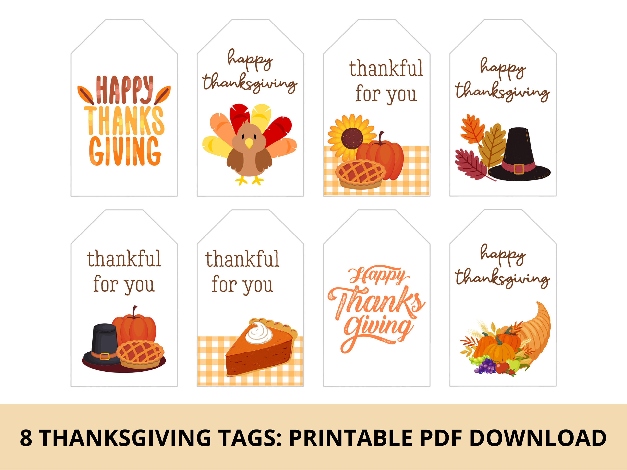 Thanksgiving Gift Tags & Treat Tags | Printable Pdf Download - Etsy within Printable Happy Thanksgiving Labels