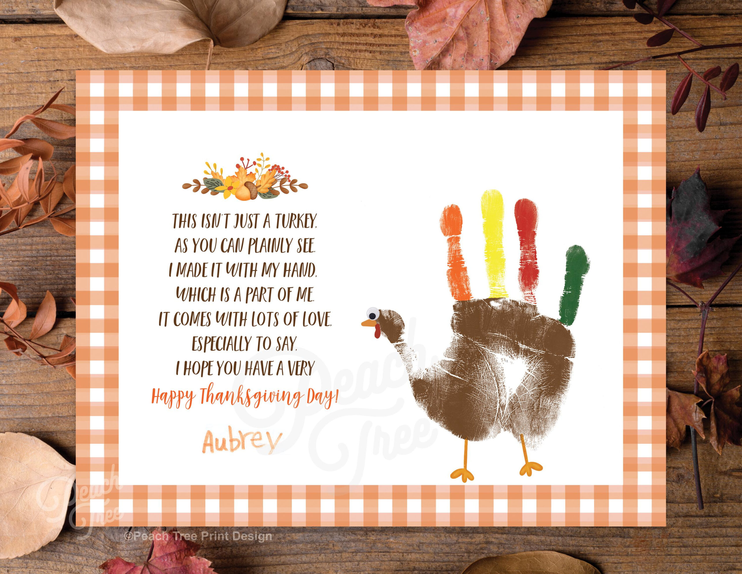 Thanksgiving Handprint Placemat, Turkey Handprint Art, Turkey for Thanksgiving Placemat Poem