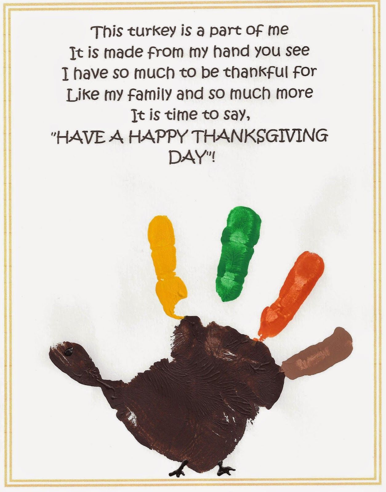 Thanksgiving Handprint Poem Printable within Thanksgiving Handprint Poem Free Printable