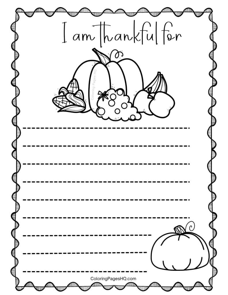 Thanksgiving I Am Thankful For Coloring Pages (Free Pdf Printables within I Am Thankful For Free Printable Coloring Pages