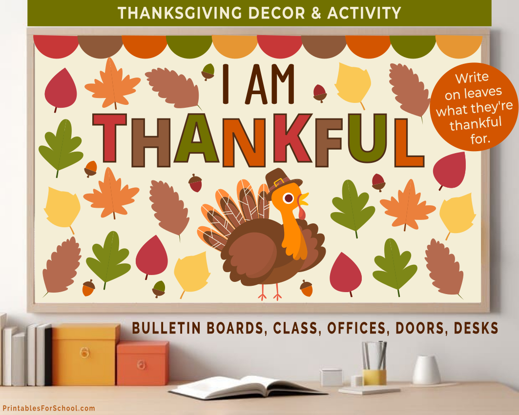 Thanksgiving Leaves And Bulletin Board Decorations & Activity Kit intended for Thanksgiving Classroom Decorations Printable