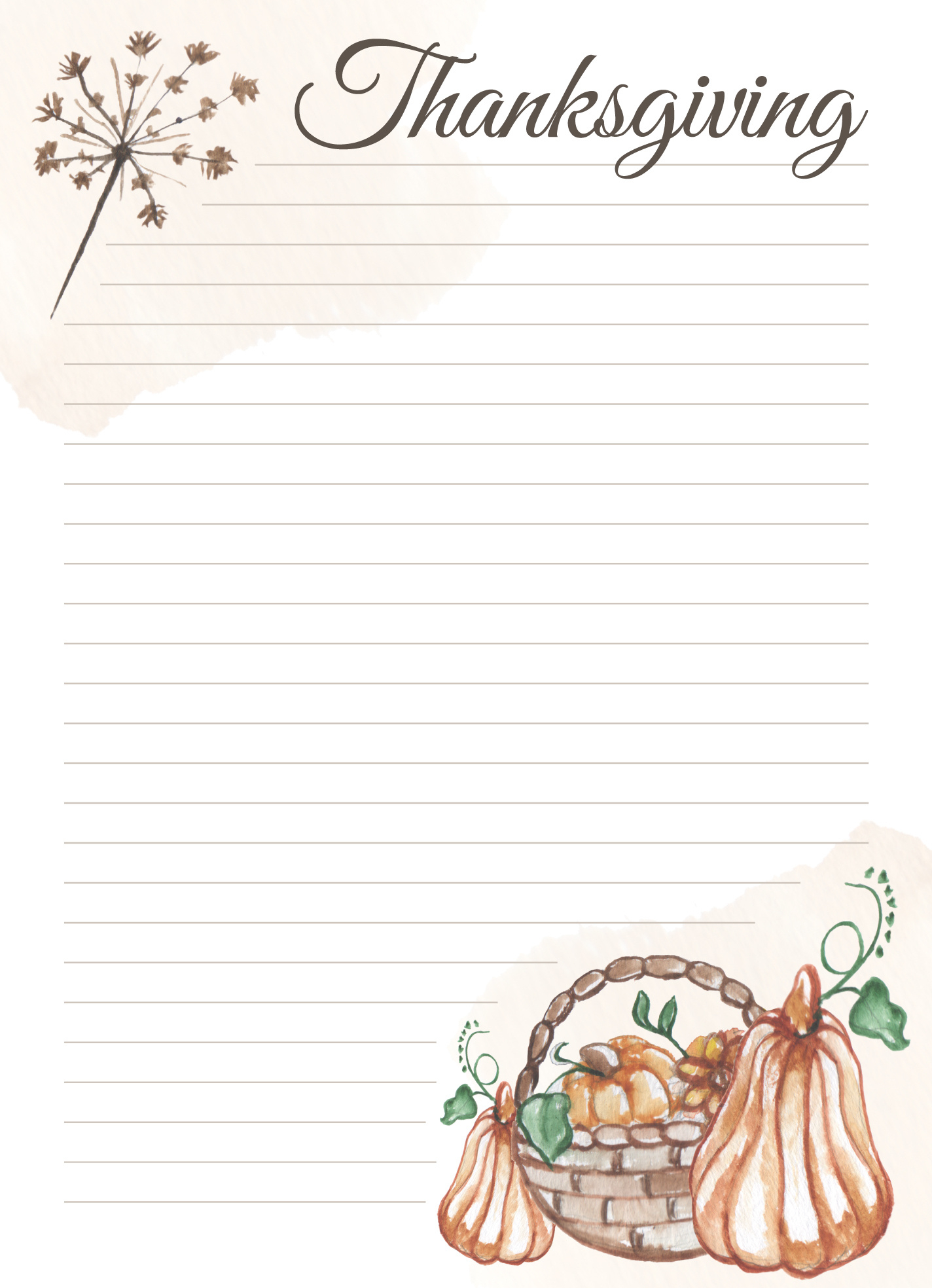 Thanksgiving Lined Paper Free Google Docs Template - Gdoc.io in Printable Thanksgiving Letter Template