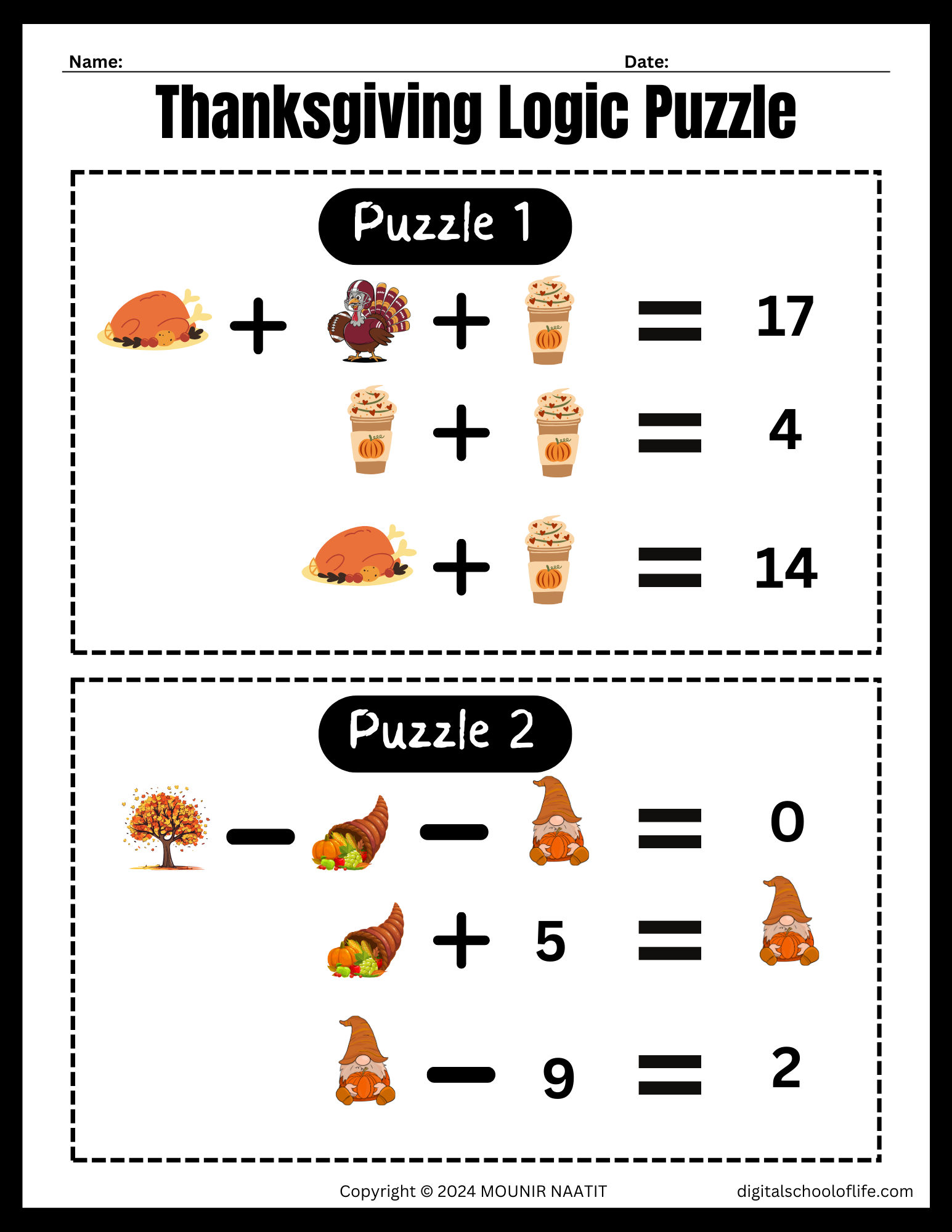 Thanksgiving Logic Puzzles, 10 Math Puzzles, Addition And with regard to Thanksgiving Logic Puzzle Printables Free