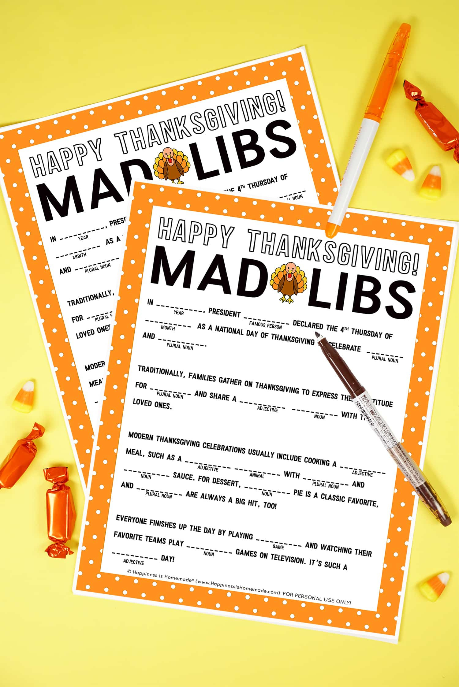 Thanksgiving Mad Libs Printable Game - Happiness Is Homemade in Thanksgiving Printable Mad Libs