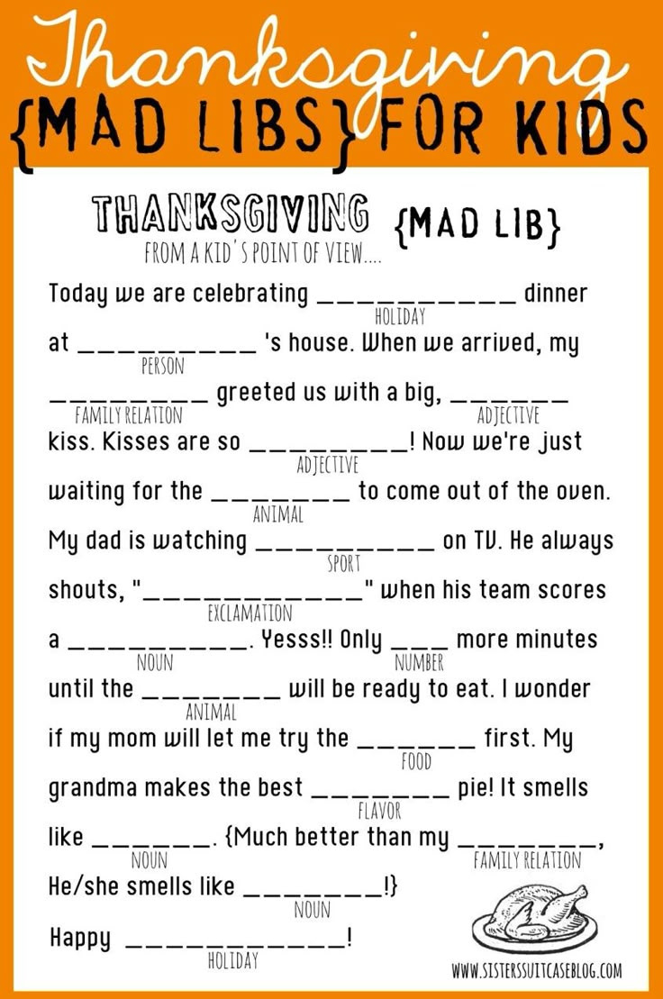 Thanksgiving Mad Libs Printable - My Sister&amp;#039;S Suitcase - Packed for Printable Mad Libs Thanksgiving