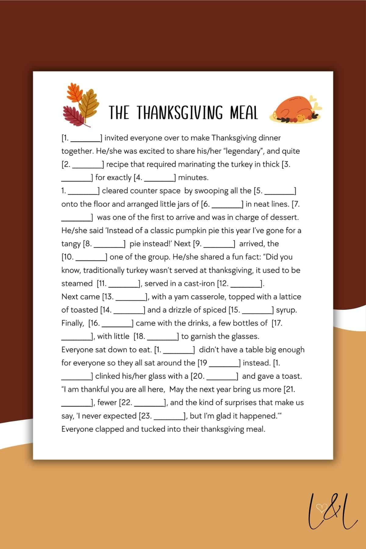 Thanksgiving Mad Libs Style Free Printable - Love & Laugh Games regarding Printable Thanksgiving Mad Libs For Adults