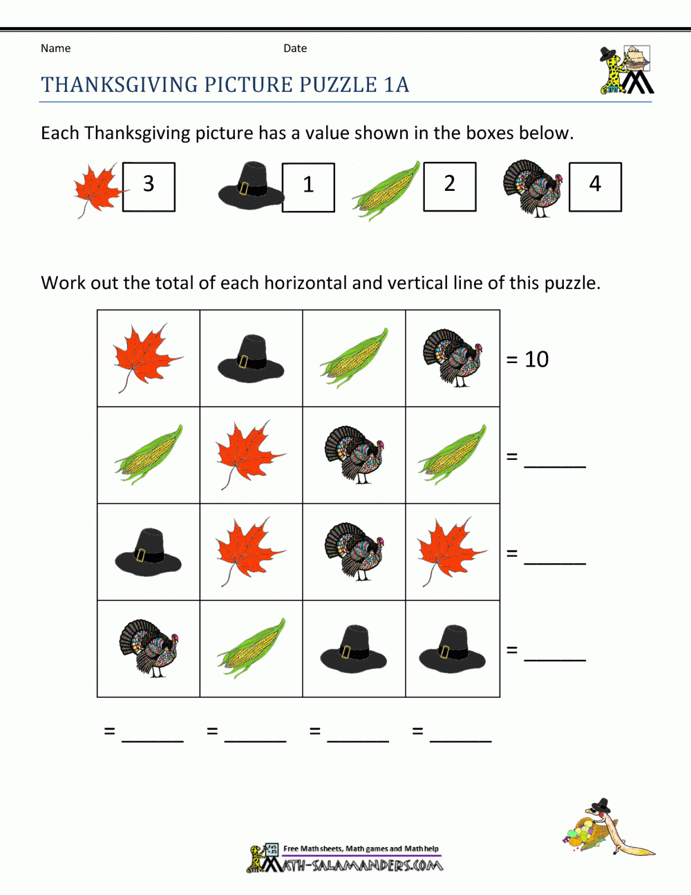 Thanksgiving Math Puzzles regarding Thanksgiving Math Puzzles Printable