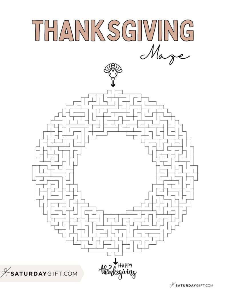 Thanksgiving Maze Printable - Cute &amp;amp; Free Templates | Saturdaygift pertaining to Thanksgiving Maze Printable Free