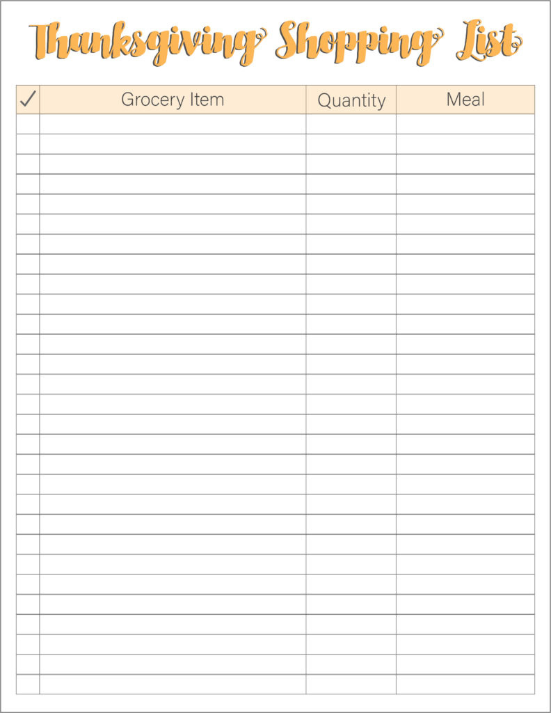 Thanksgiving Meal Planners & Shopping List Printables - Free with regard to Printable Thanksgiving Dinner Shopping List