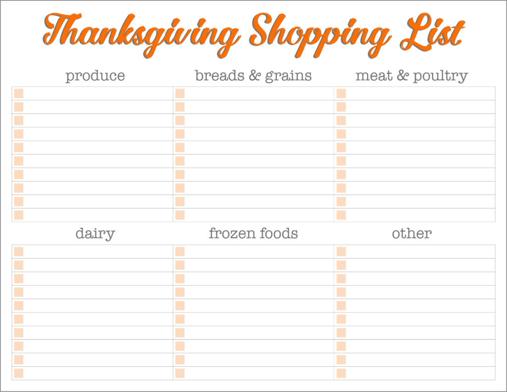Thanksgiving Meal Planners & Shopping List Printables - Free with regard to Thanksgiving Shopping List Printable Free