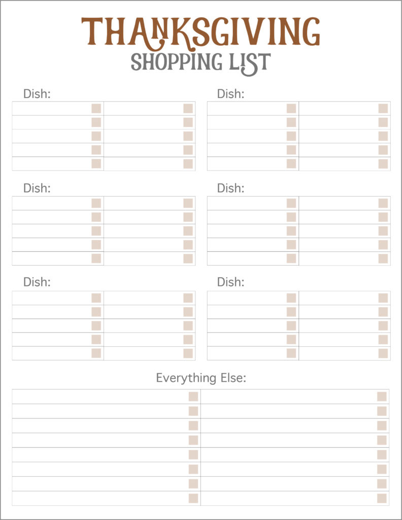 Thanksgiving Meal Planners & Shopping List Printables - Free within Printable Thanksgiving Grocery Shopping List