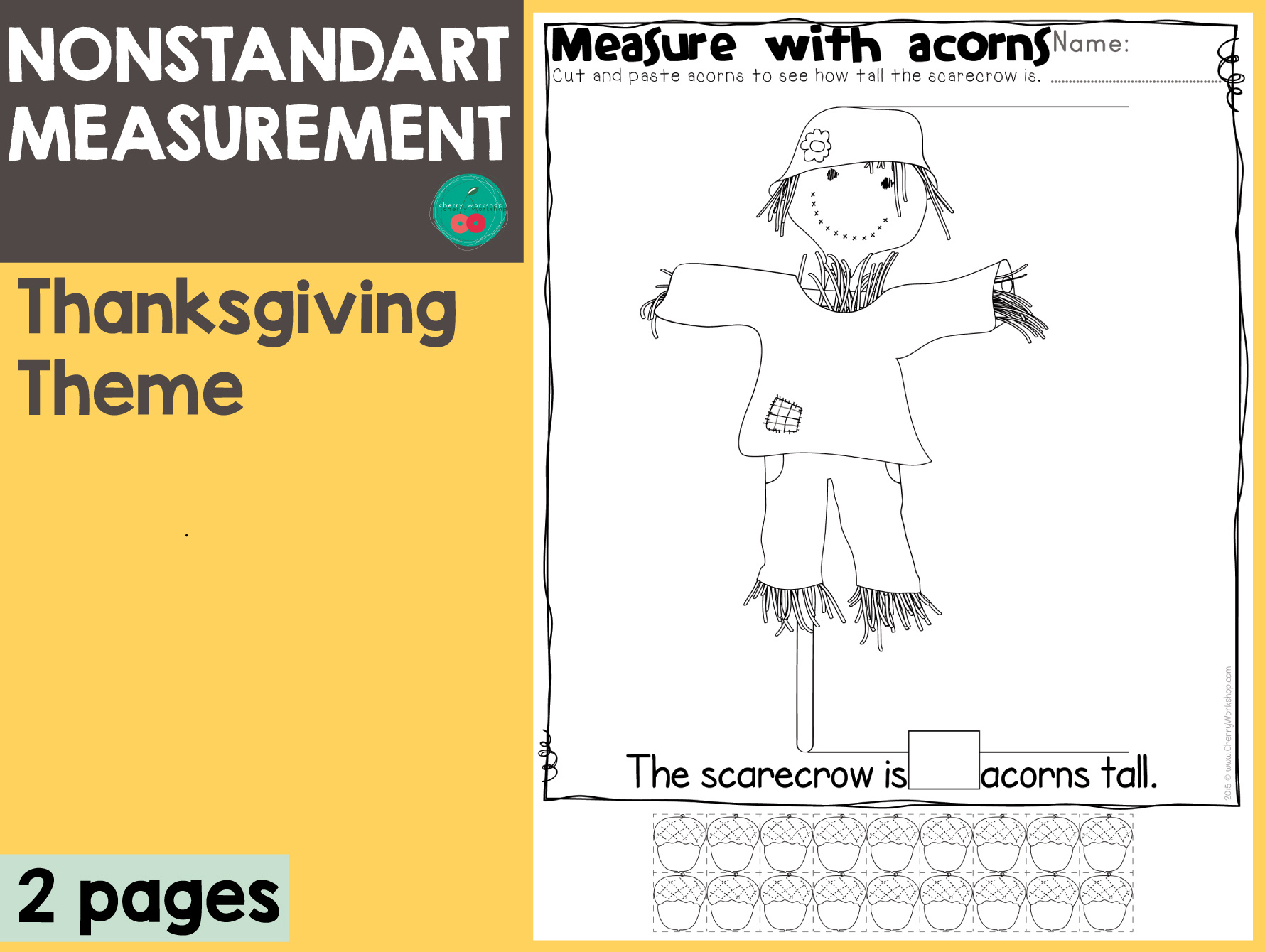 Thanksgiving - Measure With Acorns with Thanksgiving Measurement Worksheet