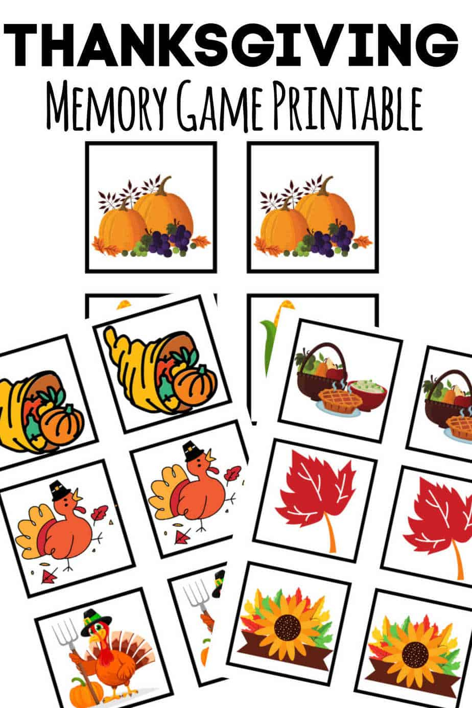 Thanksgiving Memory Game • The Best Kids Crafts And Activities in Thanksgiving Matching Game Free Printable