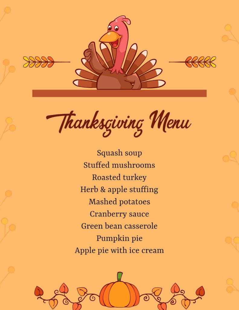 Thanksgiving Menu Design Ideas, Examples, And Samples throughout Thanksgiving Menu Template Kids