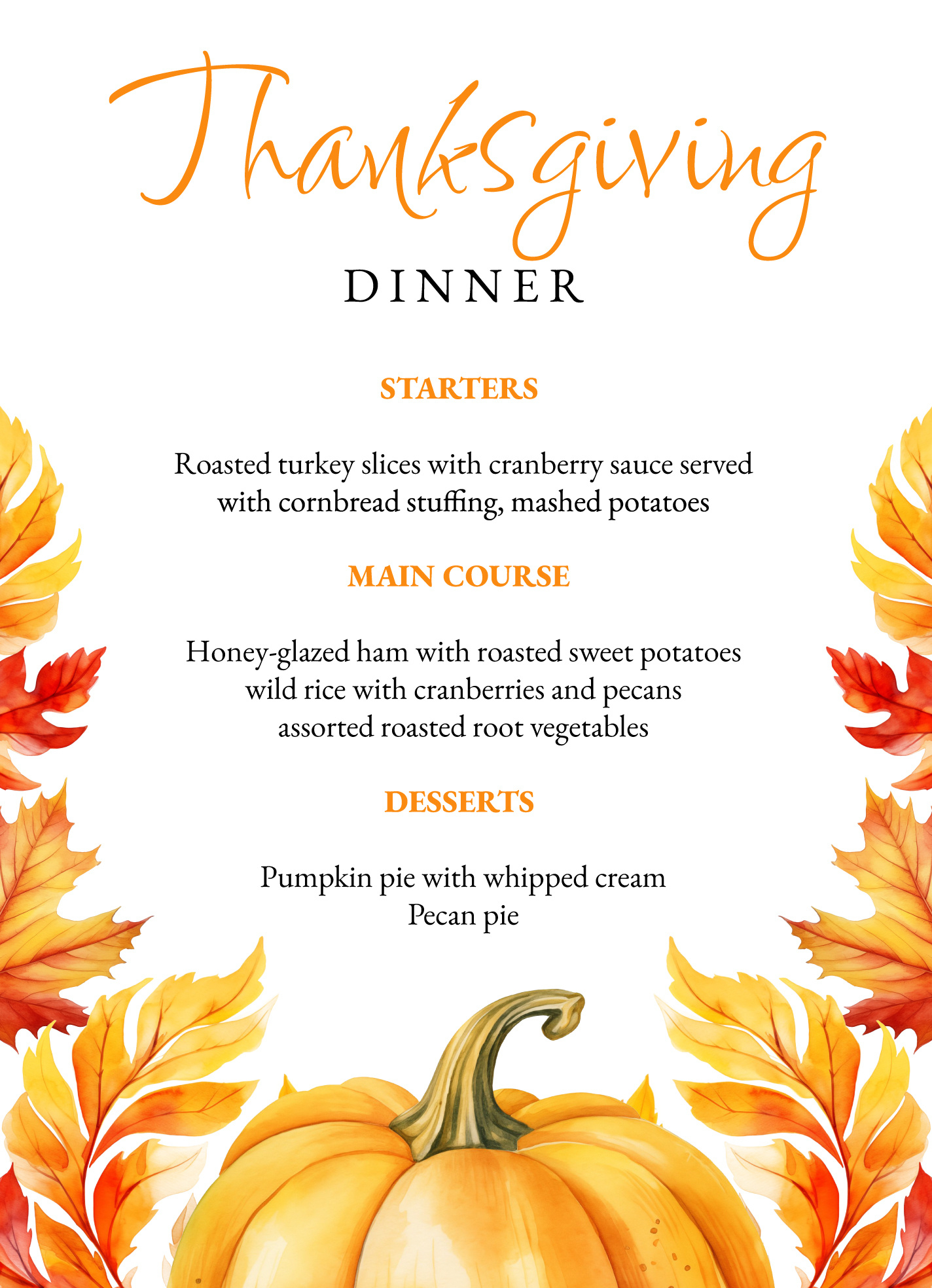 Thanksgiving Menu Free Google Docs Template - Gdoc.io inside Thanksgiving Menu Template Editable