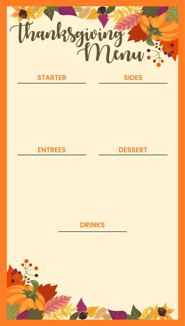 Thanksgiving Menu Templates - 13 Free Pdf Printables | Printablee for Thanksgiving Menu Blank Templates