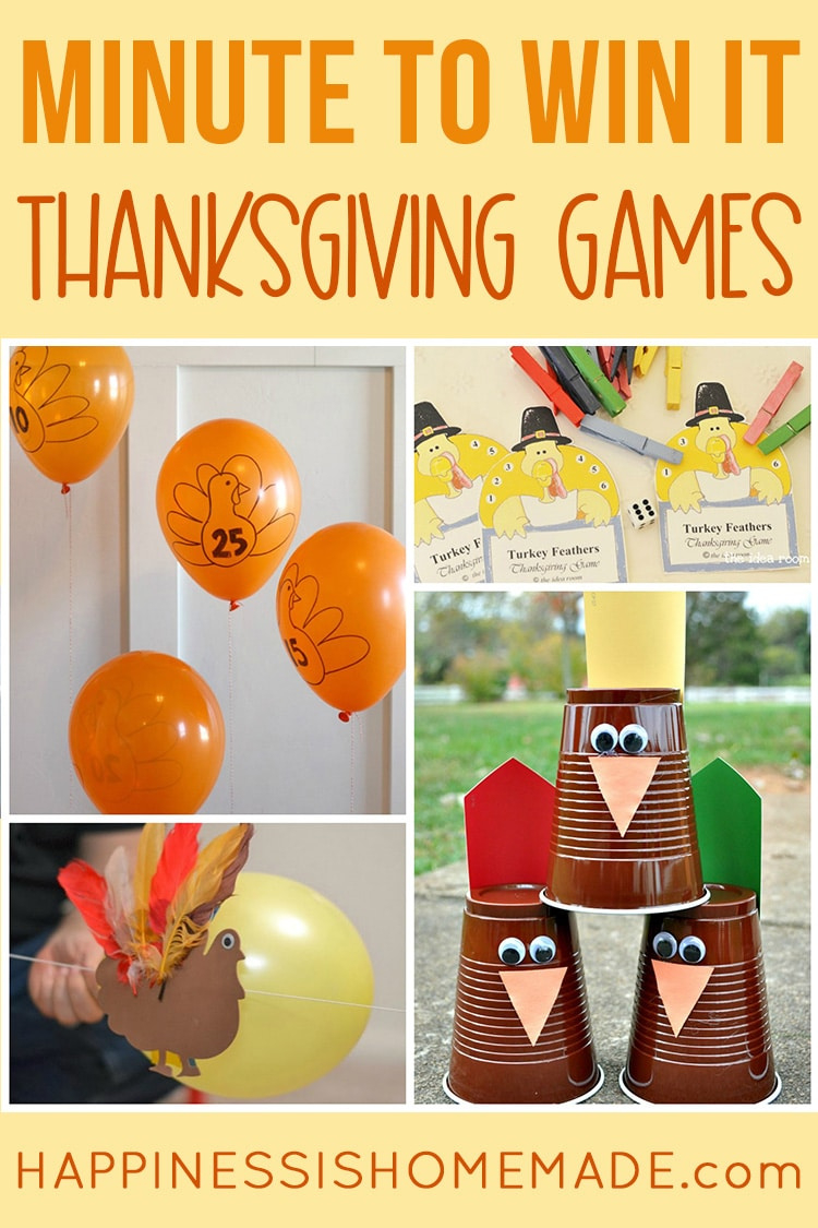 Thanksgiving Minute To Win It Games - Happiness Is Homemade throughout Thanksgiving Minute to Win It Games Printable