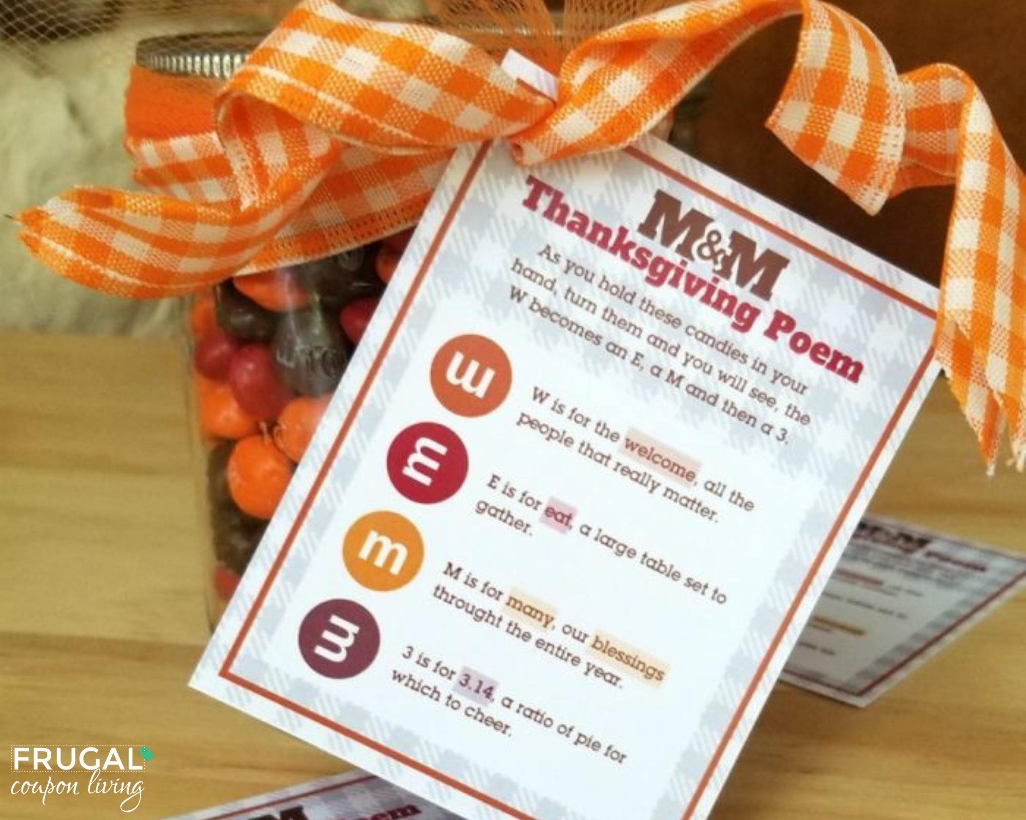 Thanksgiving M&amp;amp;M Gift Tag, Thanksgiving Poem Gift Idea Hostess throughout Thanksgiving M&amp;amp;amp;M Poem