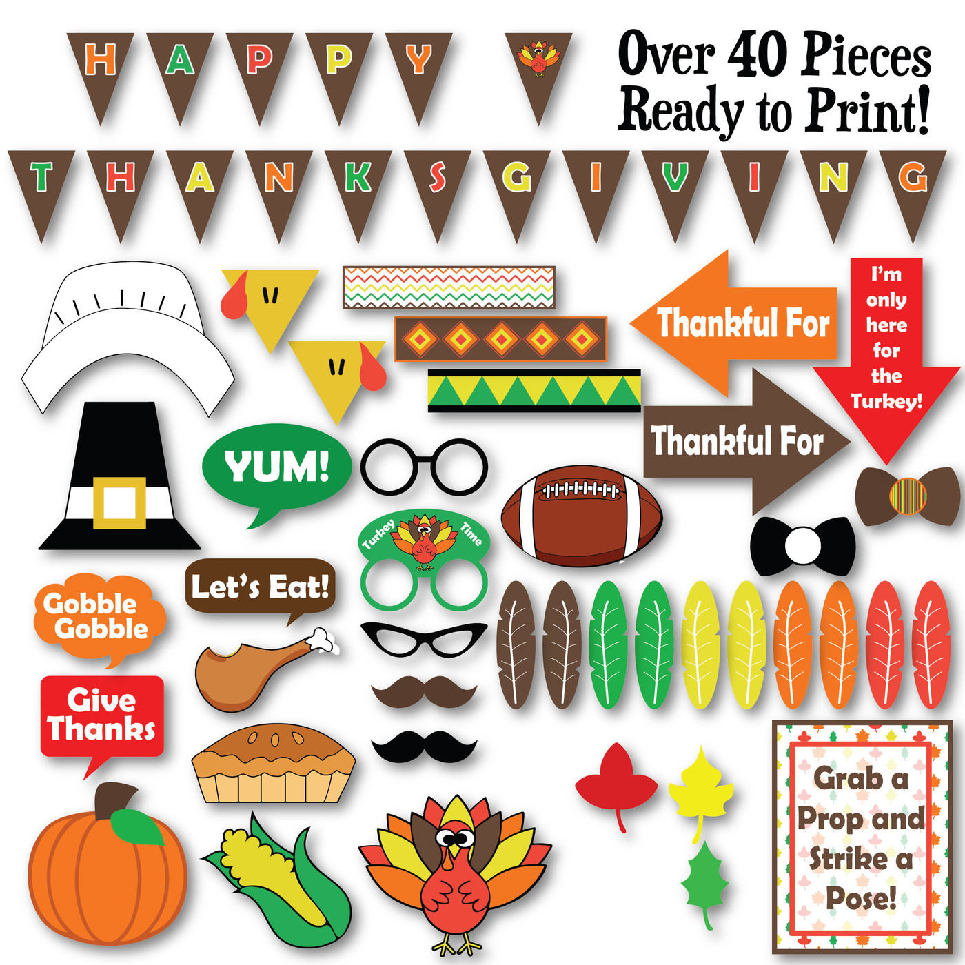 Thanksgiving Photo Booth Props - Svg Cut Files - Dxf - Png - Jpeg with Thanksgiving Photo Booth Props Printable