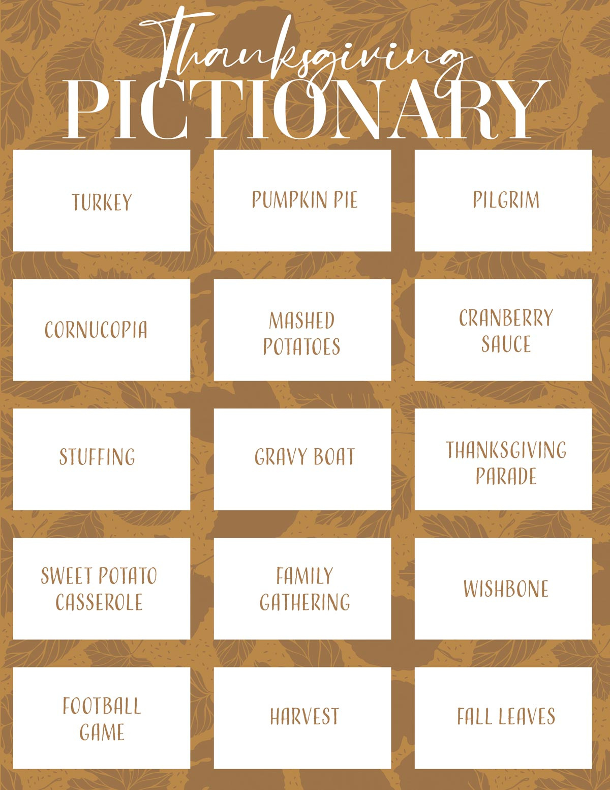 Thanksgiving Pictionary: Free Printable Fun! | Skip To My Lou inside Printable Thanksgiving Pictionary Words