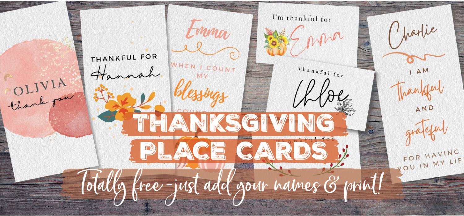 Thanksgiving Place Cards | Free Printables - Just Customize &amp;amp; Print! for Thanksgiving Free Printable Place Cards