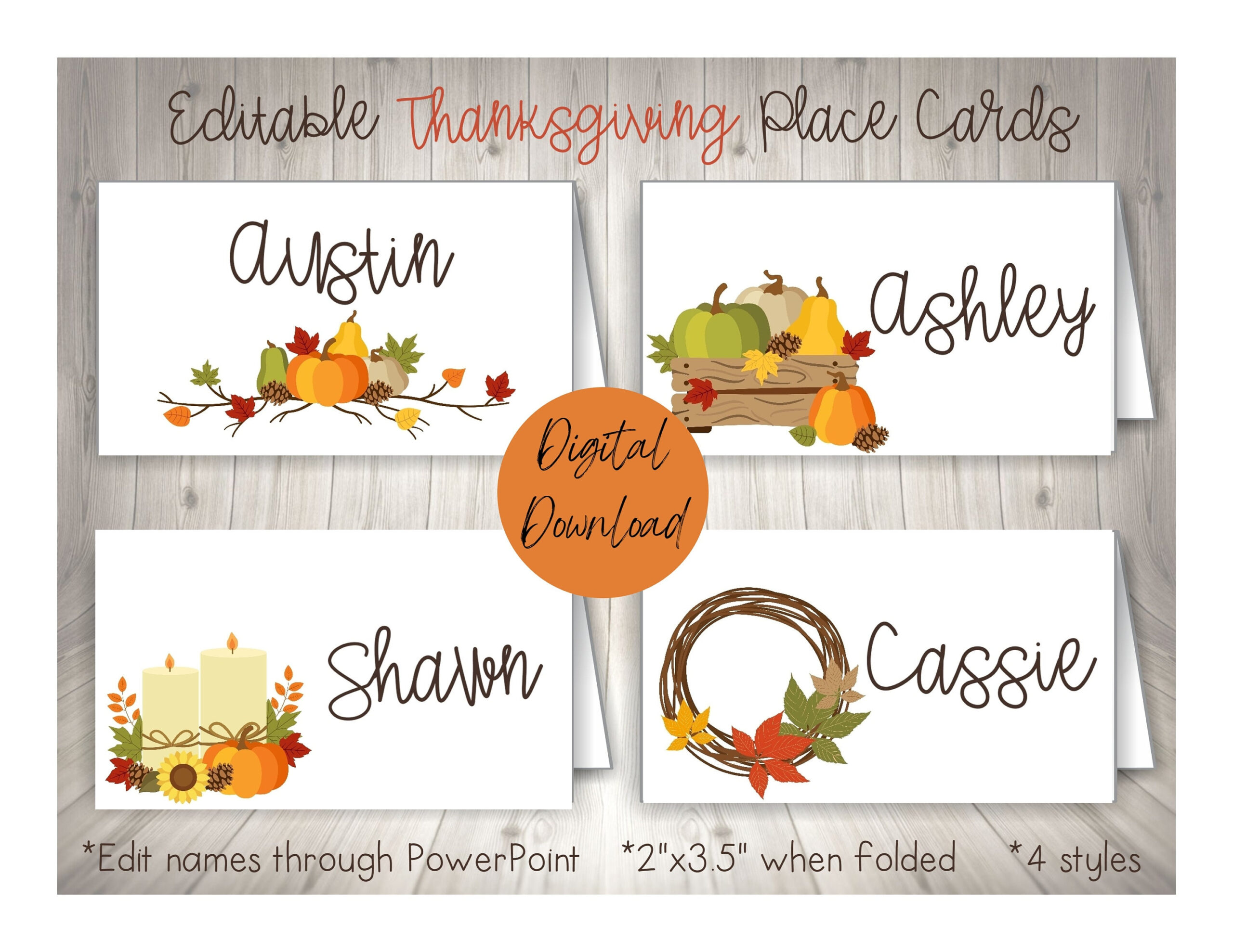 Thanksgiving Place Cards, Thanksgiving Food Labels, Printable Fall within Thanksgiving Dinner Place Cards Printable