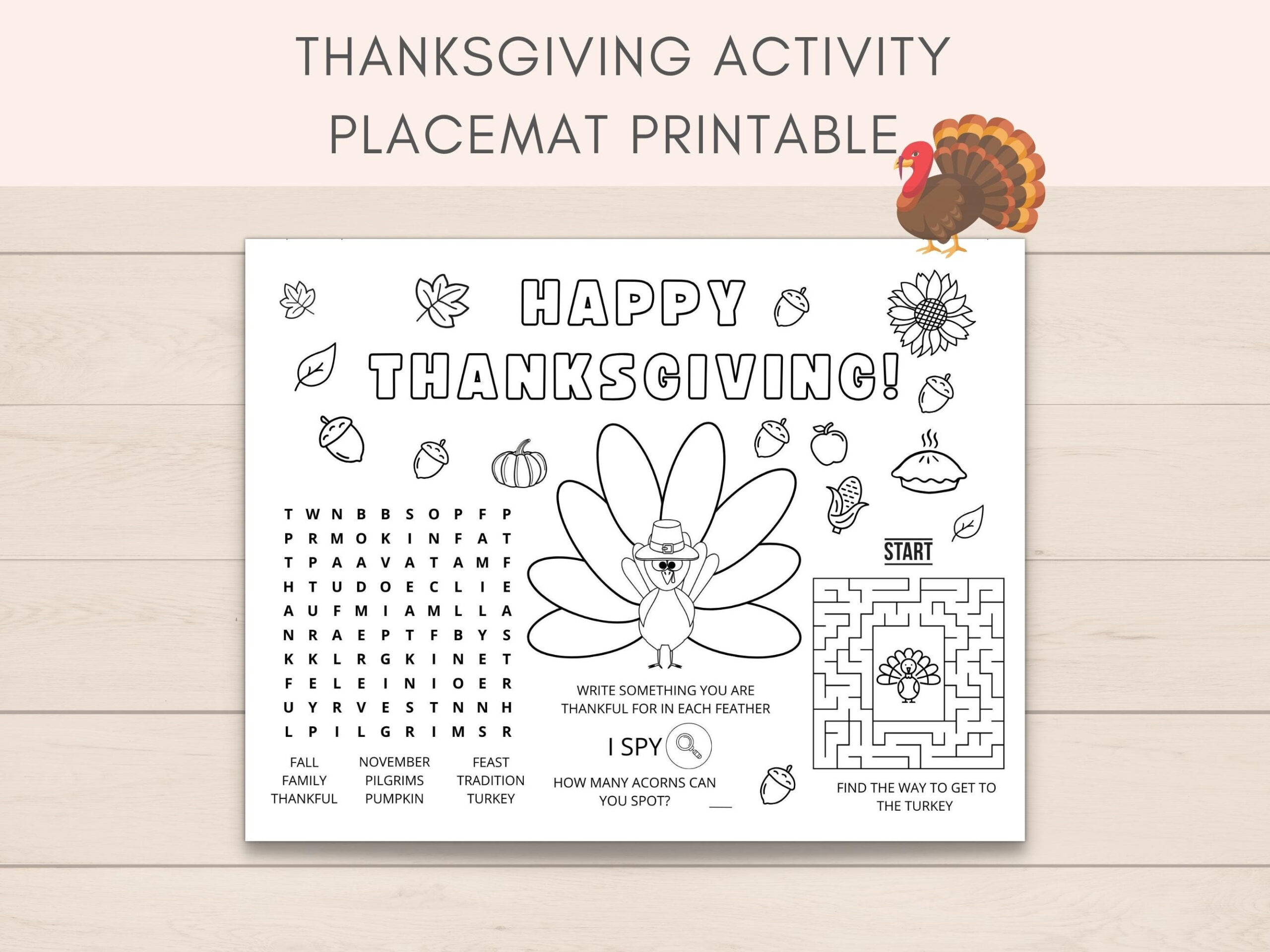 Thanksgiving Placemat Printable, Thanksgiving Activity Placemat pertaining to Thanksgiving Activity Placemat Printable