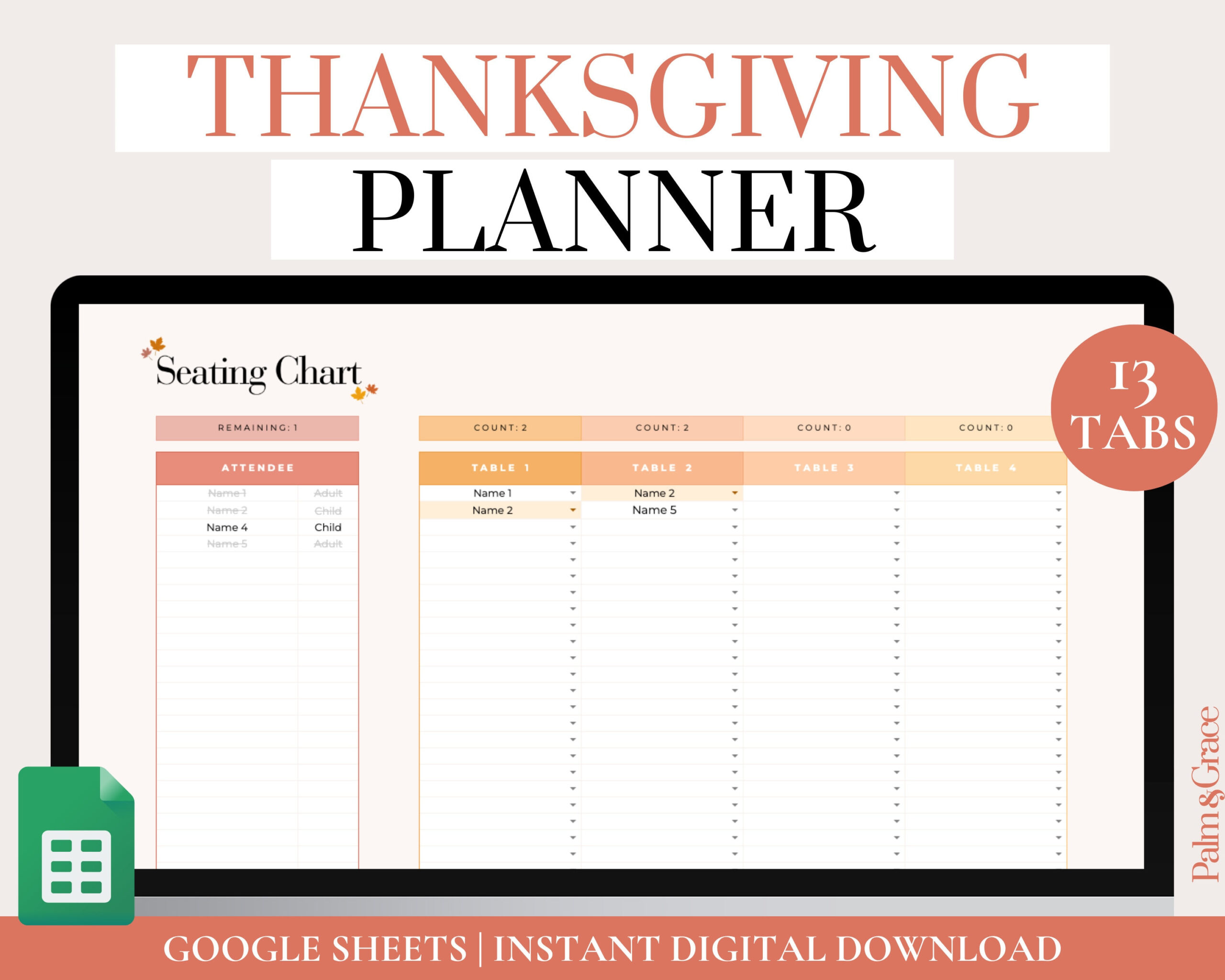 Thanksgiving Planner Spreadsheet, Thanksgiving Meal Planner with Thanksgiving Menu Template Excel
