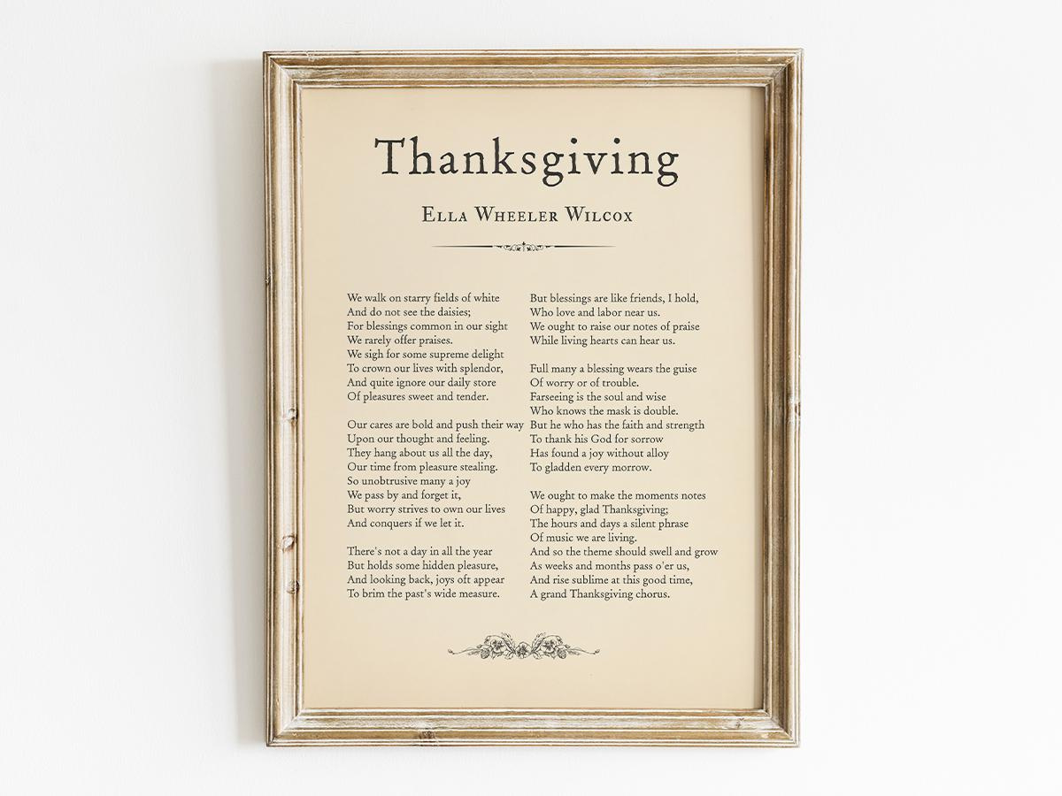 Thanksgiving Poem - Etsy Uk in Thanksgiving Poem Ella Wheeler Wilcox