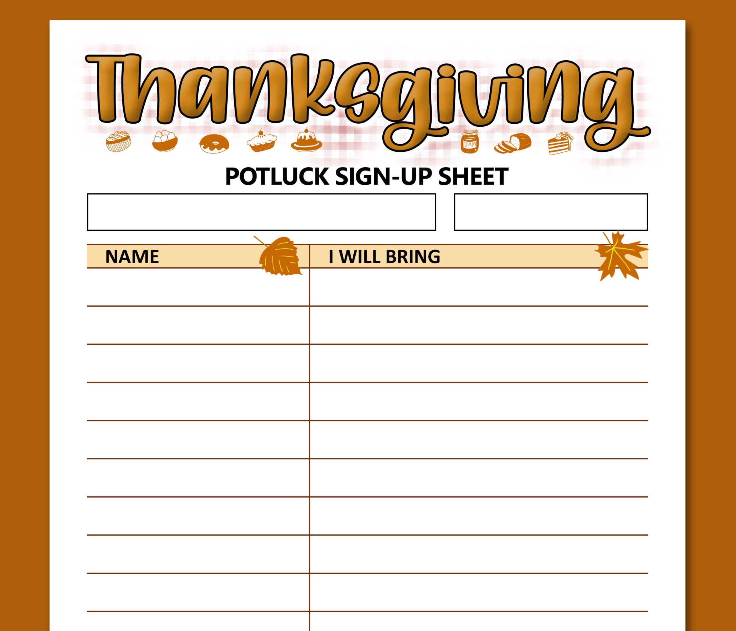 Thanksgiving Potluck Sign Up Sheet Printable Form, Letter Size intended for Printable Sign Up Sheet For Thanksgiving Potluck