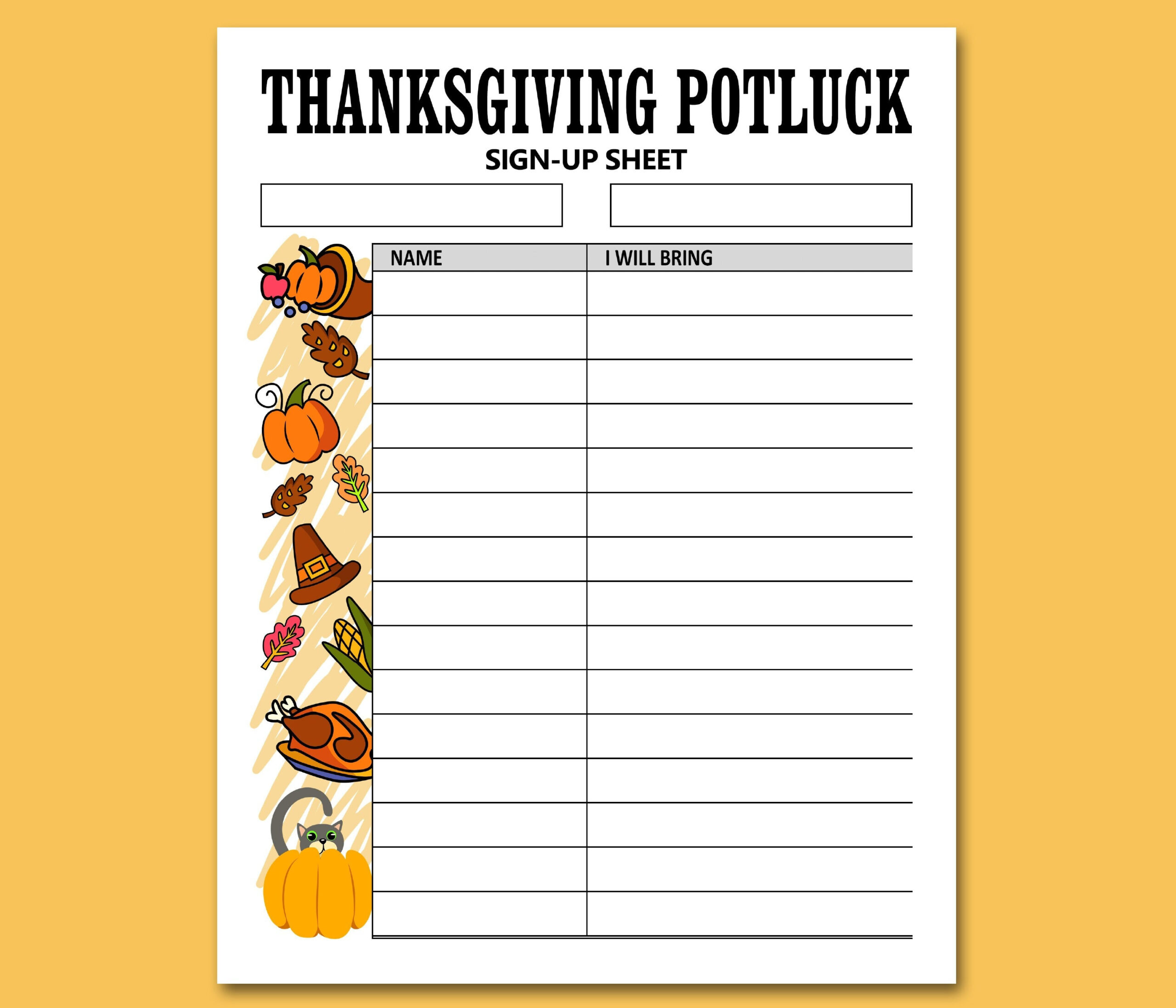 Thanksgiving Potluck Sign Up Sheet Printable Letter - Etsy New Zealand regarding Thanksgiving Lunch Sign Up Sheet Printable