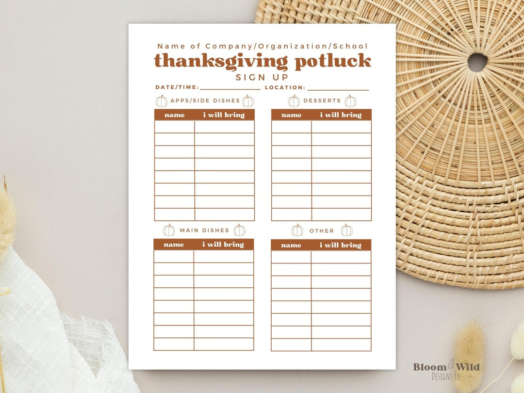 Thanksgiving Potluck Sign Up Sheet Template, Sign Up Sheet For for Thanksgiving Menu Template Template Lab