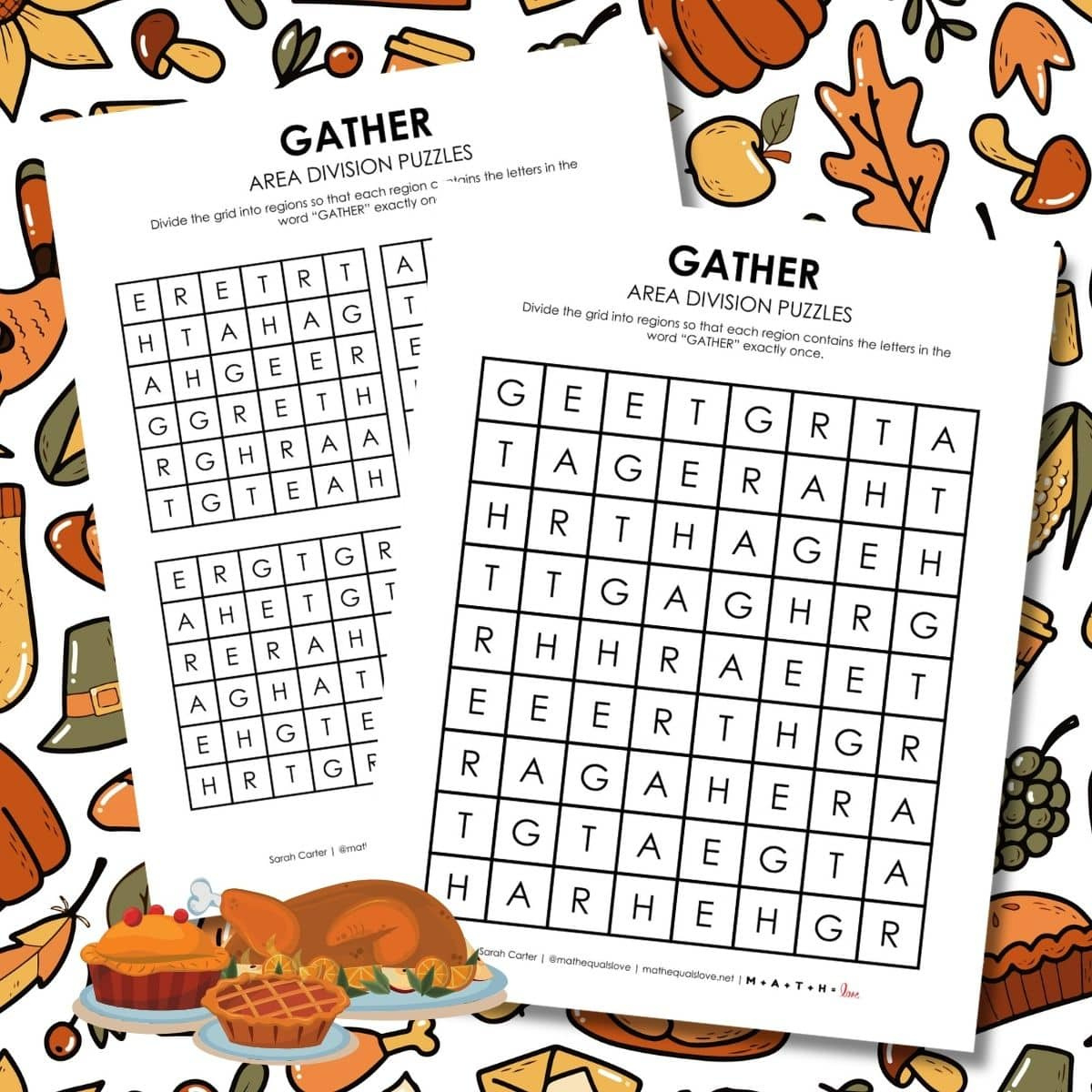 Thanksgiving Puzzles | Math = Love in Thanksgiving Logic Puzzle Printables
