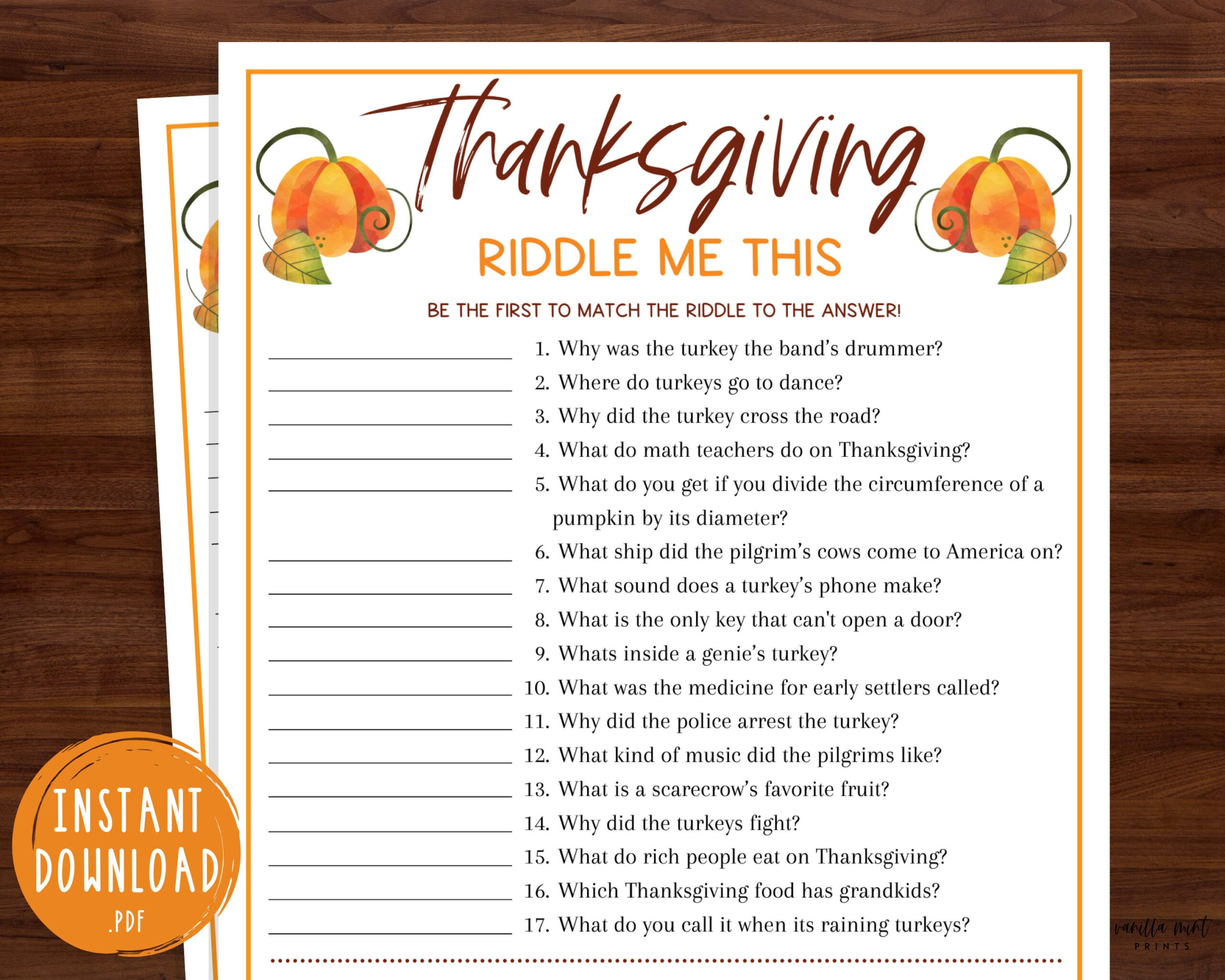 Thanksgiving Riddle Me This Trivia Game | Thanksgiving Printable throughout Thanksgiving Riddle Me This Printable Free