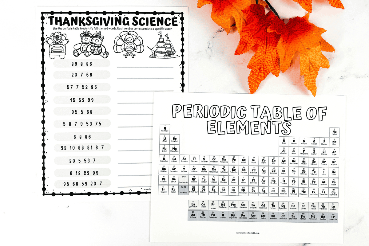 Thanksgiving Science Worksheet (Fun With The Periodic Table) in The Science of Thanksgiving Worksheet
