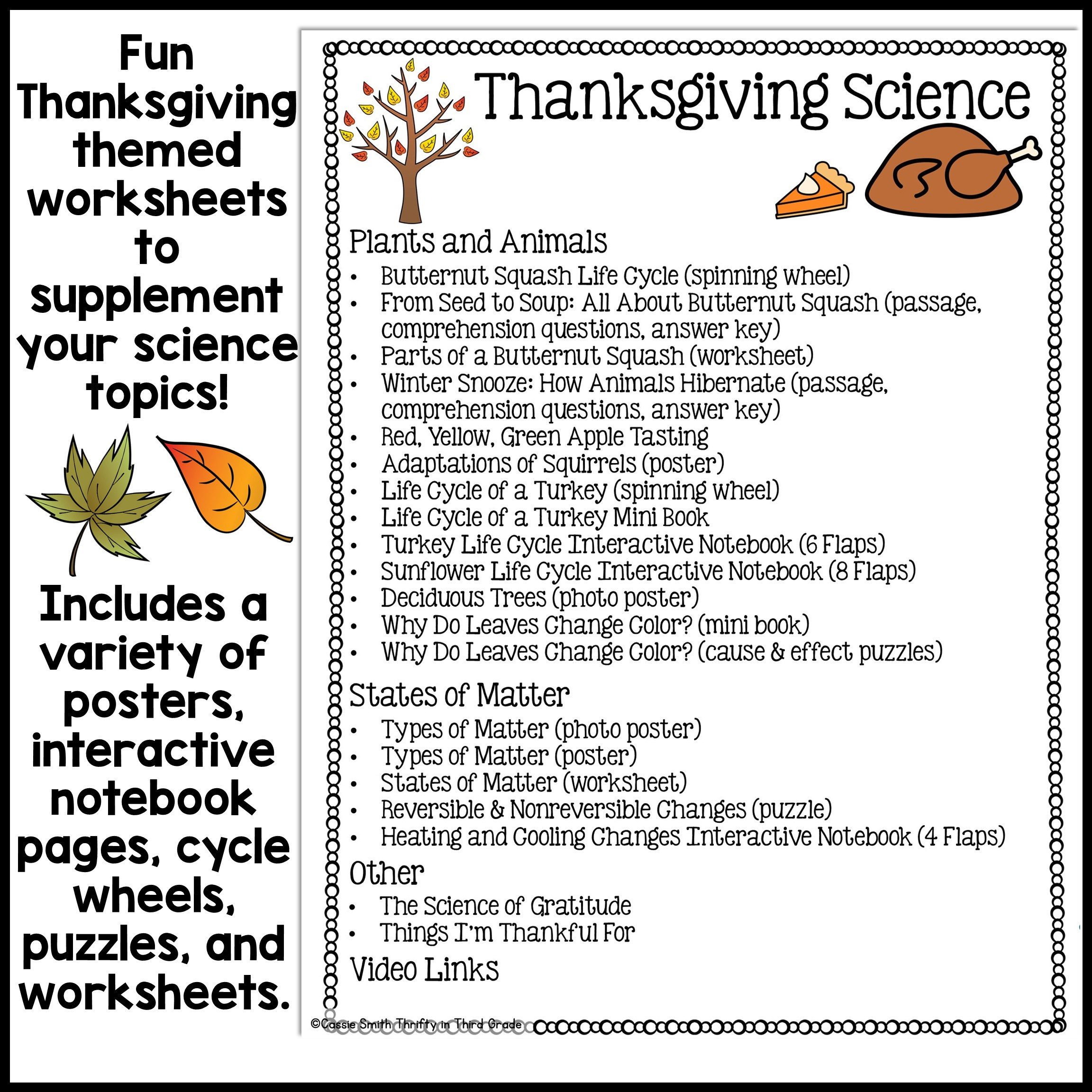 Thanksgiving Science Worksheets No Prep Acitivities - Thrifty In regarding The Science Of Thanksgiving Worksheet