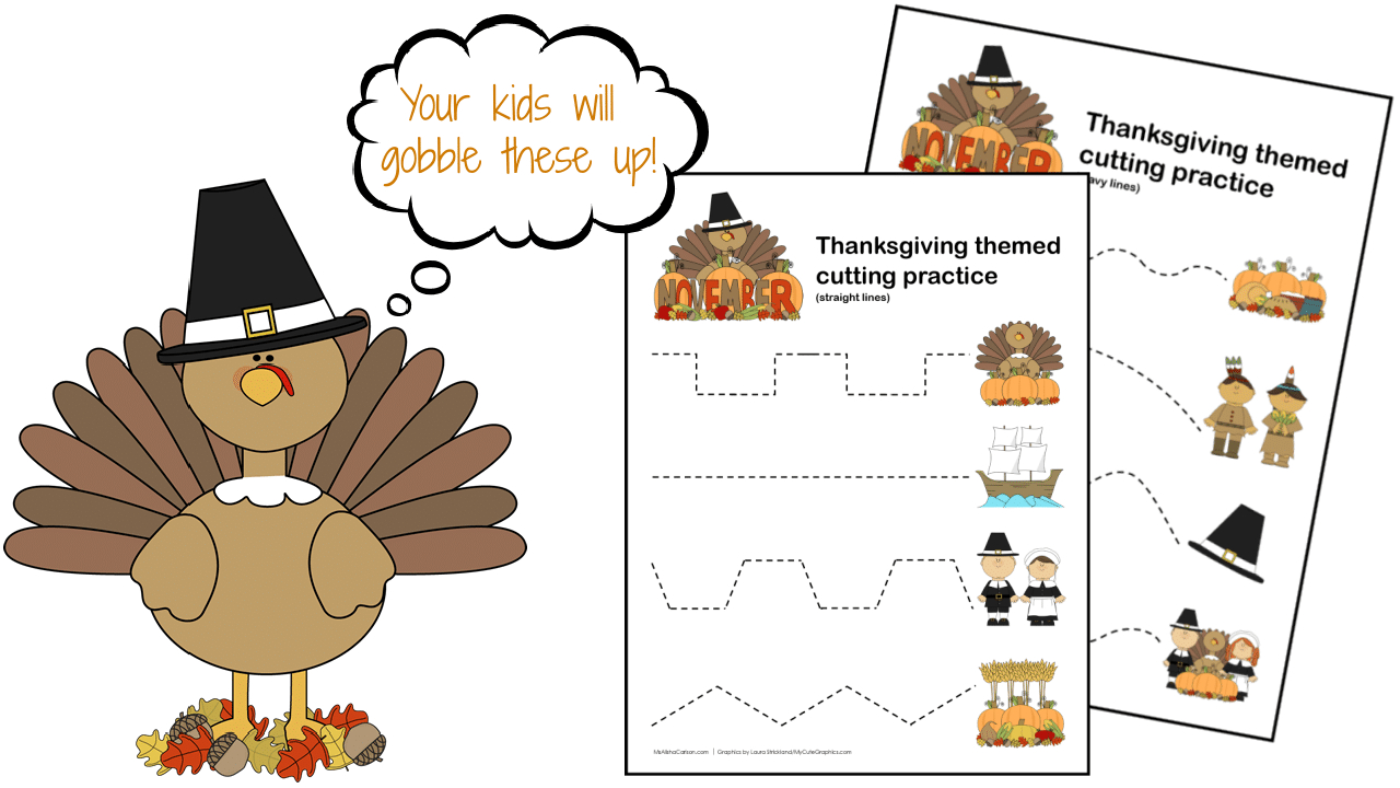 Thanksgiving Scissor Cutting Practice Sheets - Ms. Alisha Carlson throughout Thanksgiving Cutting Practice Preschool Free Printable
