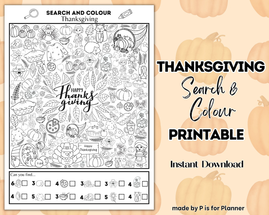 Thanksgiving Search And Colour Printable, Fall Colouring Page, I inside Thanksgiving Picture Find Printables