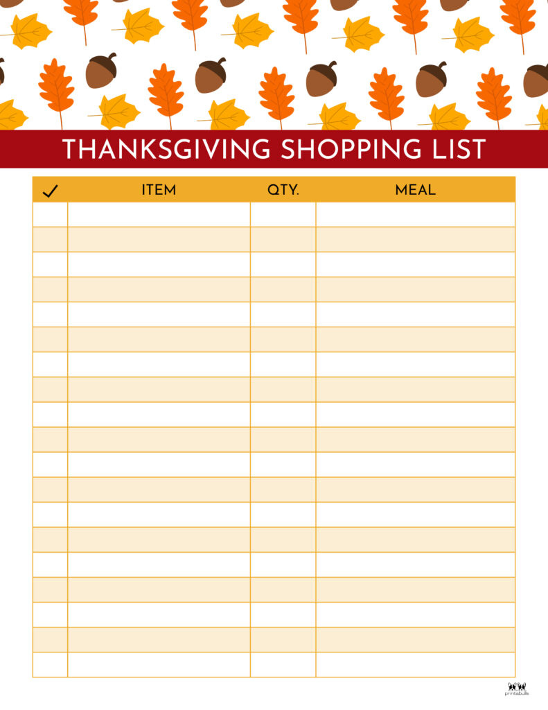 Thanksgiving Shopping Lists &amp;amp; Checklists - 30 Free Printables regarding Thanksgiving Dinner Shopping List Printable