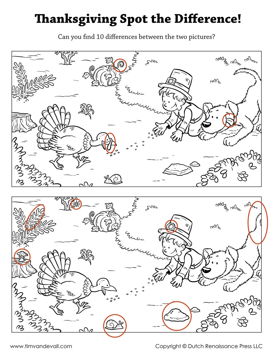 Thanksgiving-Spot-The-Difference-Answer-Key - Tim&amp;#039;S Printables intended for Thanksgiving Find The Differences Printable