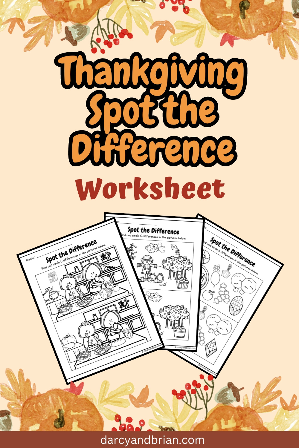 Thanksgiving Spot The Difference Printable Worksheets For Kids with regard to Thanksgiving Find the Differences Printable