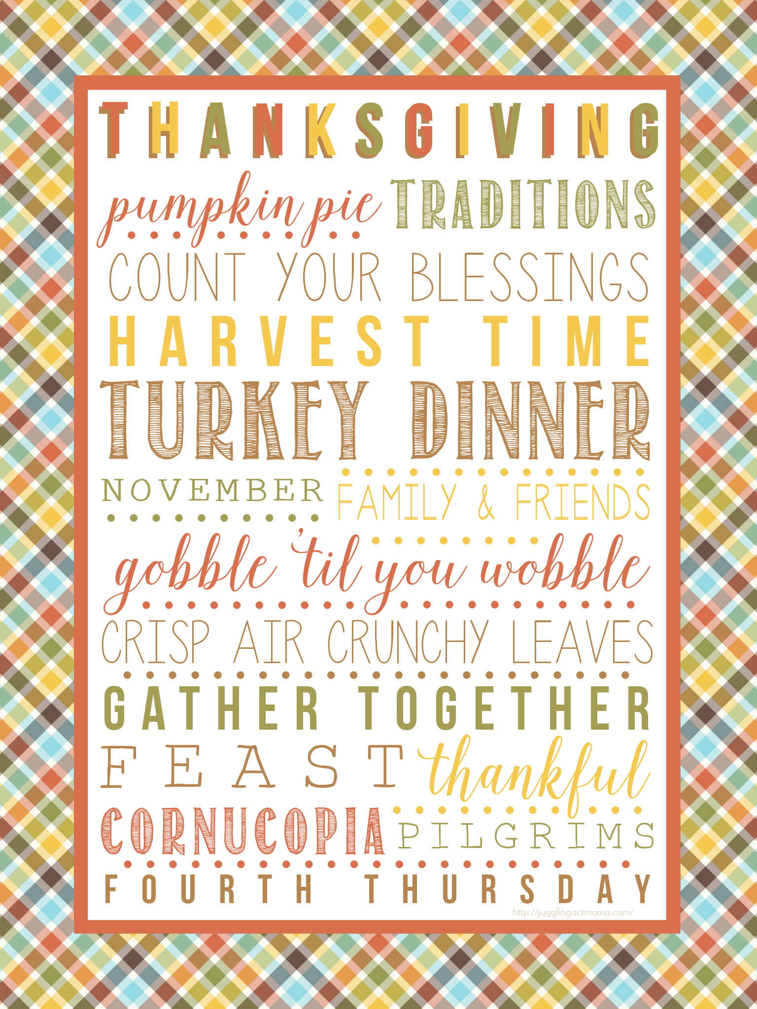 Thanksgiving Subway Art Printable - Juggling Act Mama pertaining to Thanksgiving Subway Art Printable Free