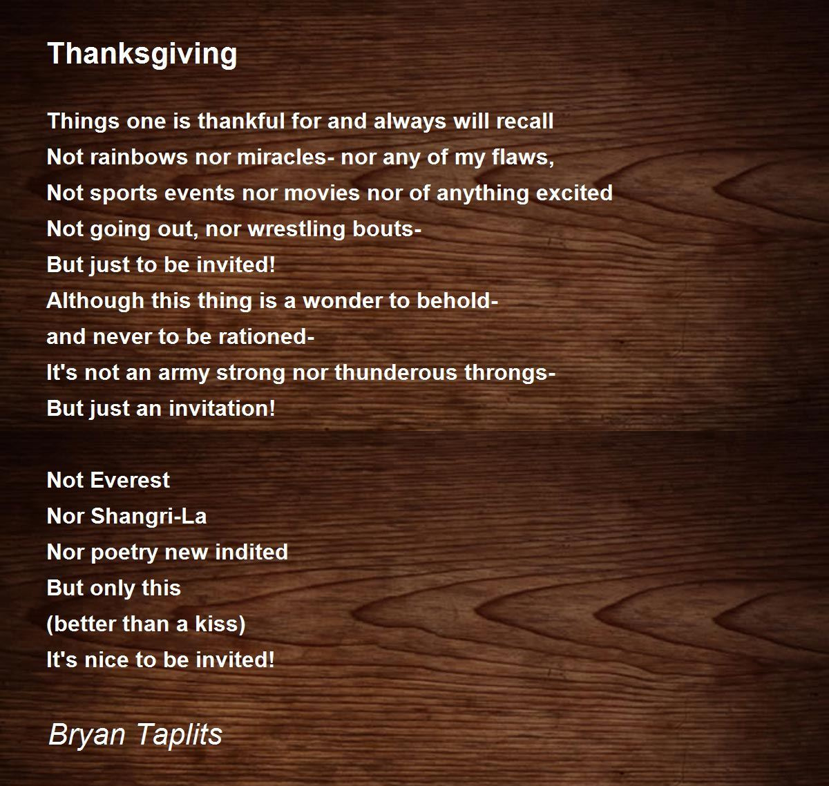 Thanksgiving - Thanksgiving Poembryan Taplits in Thanksgiving Invite Poem