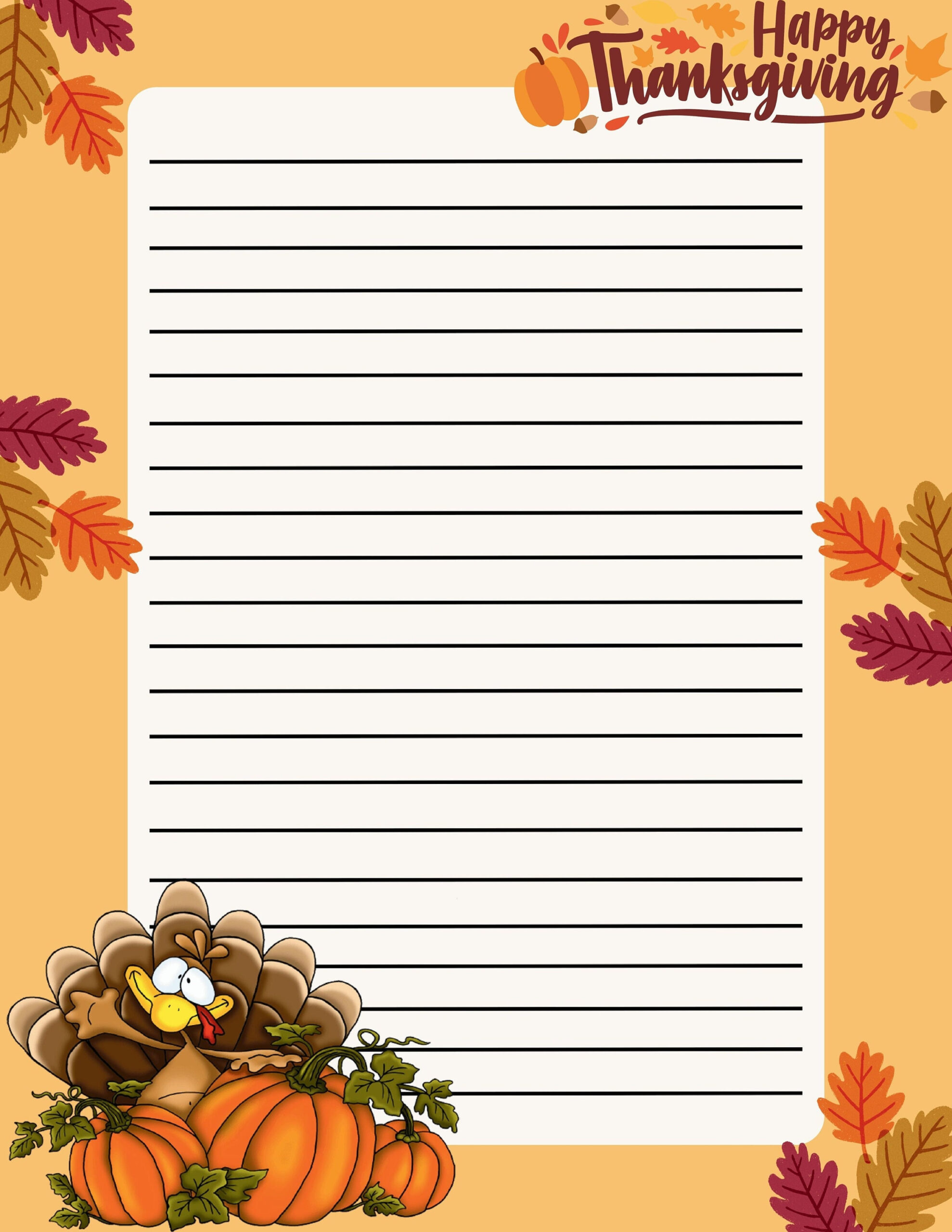Thanksgiving Themed Collection #8 - Lined &amp;amp; Unlined - Memo And for Thanksgiving Lined Paper Printable