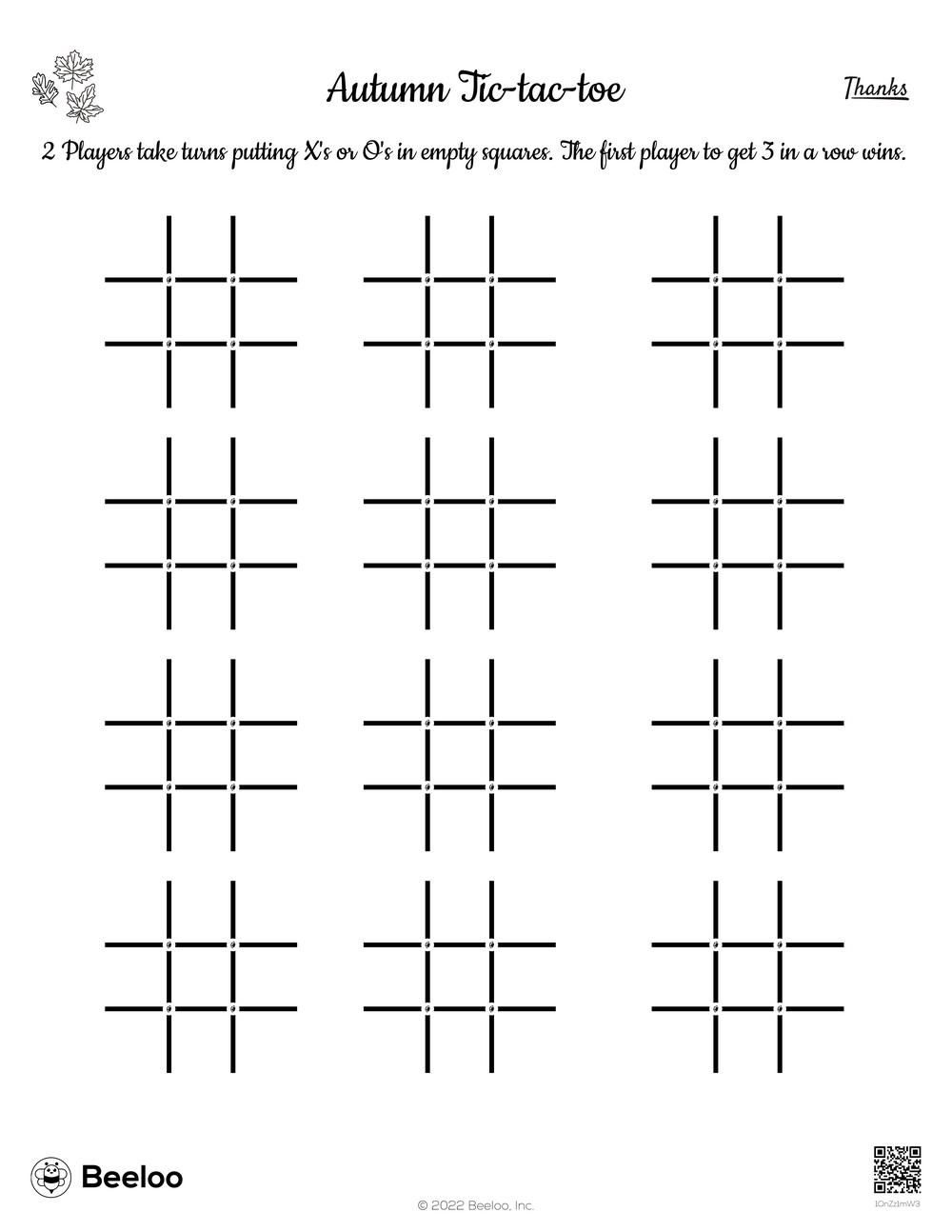 Thanksgiving-Themed Tic-Tac-Toe Games • Beeloo Printable Crafts inside Thanksgiving Tic Tac Toe Printable
