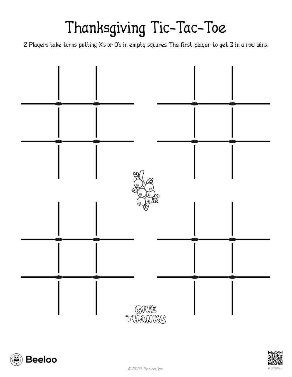 Thanksgiving-Themed Tic-Tac-Toe Games • Beeloo Printable Crafts within Thanksgiving Tic Tac Toe Printable