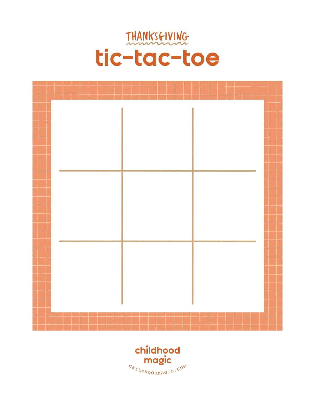 Thanksgiving Tic-Tac-Toe - Childhood Magic intended for Thanksgiving Tic Tac Toe Printable