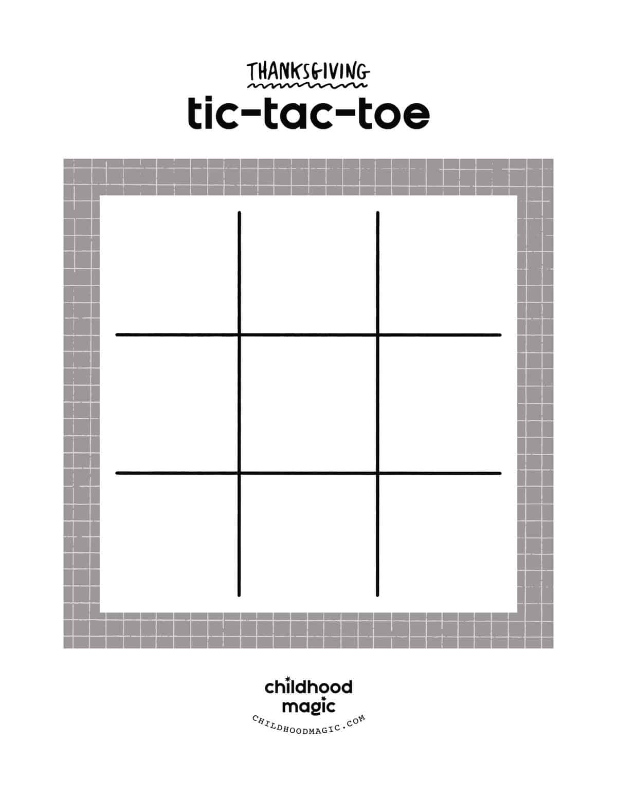 Thanksgiving Tic-Tac-Toe - Childhood Magic within Thanksgiving Tic Tac Toe Printable